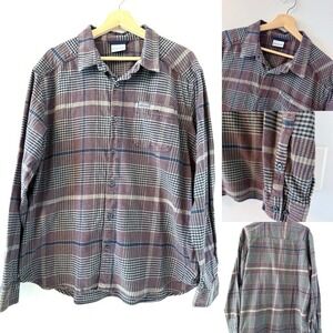 Columbia Shirt Men's Large Plaid‎ Button Down Long Sleeve Pocket Logo Flannel